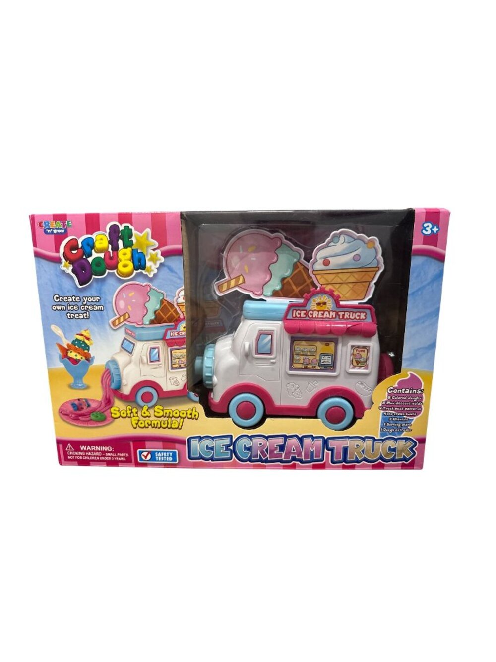 Craft Dough Ice Cream Truck Playset With Accessories For Kids 3+ - Soft & Smooth